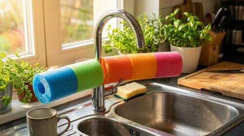 entdecken sie, wie eine einfache schwimmbadnudel in der küche als überraschende lösung für alltägliche probleme dient und ihren alltag erleichtert.