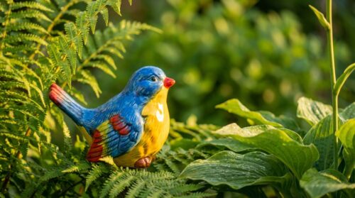 kleine objekte in gärten schützen vögel durch erhöhte sichtbarkeit und nicht durch physische barrieren, was zu einem sicheren lebensraum beiträgt.